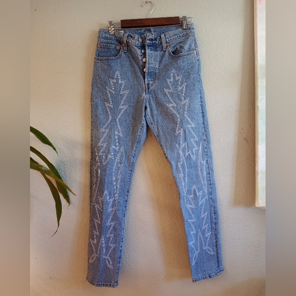 NWOT Levis 501 Del Norte Western Cowboy Star embellished jeans - Picture 5 of 8